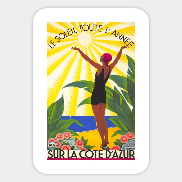 La Cote d'Azur (French Riviera) Vintage Travel Poster Sticker by Naves